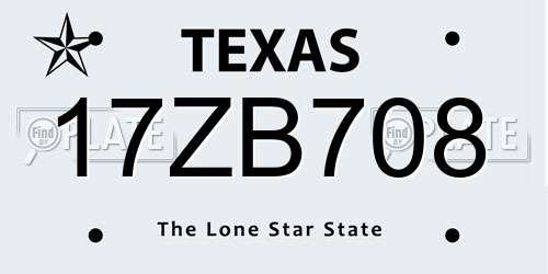 17ZB708 Texas License Plate