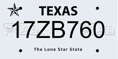 17ZB760 Texas License Plate