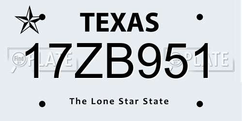 17ZB951 Texas License Plate