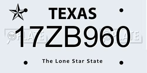 17ZB960 Texas License Plate
