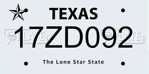 17ZD092 Texas License Plate