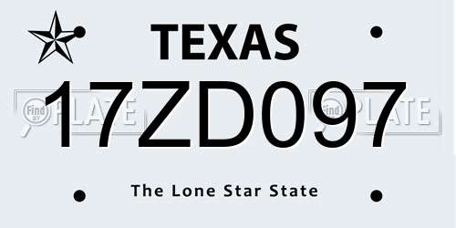 17ZD097 Texas License Plate