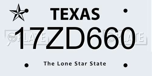 17ZD660 Texas License Plate