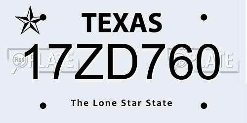 17ZD760 Texas License Plate