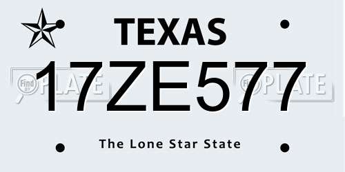 17ZE577 Texas License Plate