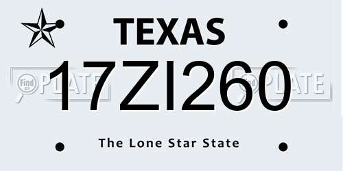 17ZI260 Texas License Plate