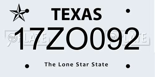 17ZO092 Texas License Plate