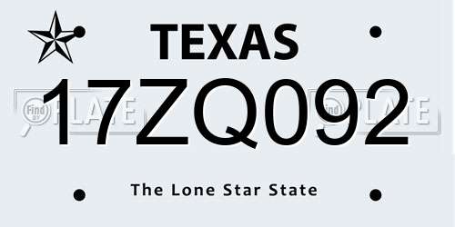 17ZQ092 Texas License Plate