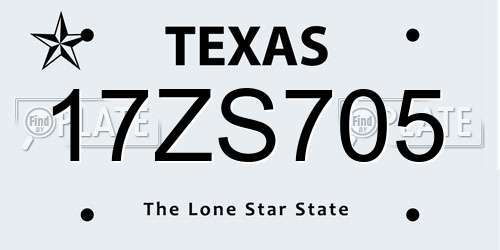 17ZS705 Texas License Plate