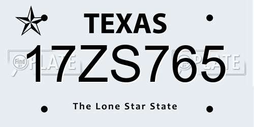 17ZS765 Texas License Plate