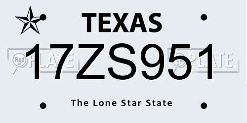 17ZS951 Texas License Plate