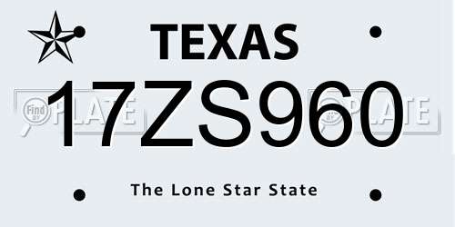 17ZS960 Texas License Plate