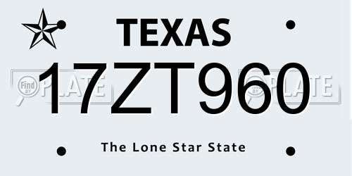 17ZT960 Texas License Plate