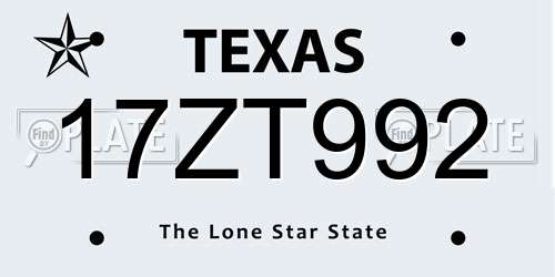 17ZT992 Texas License Plate