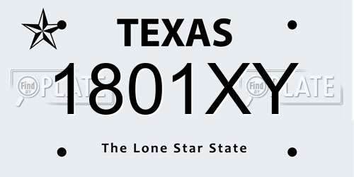 1801XY Texas License Plate