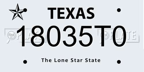18035T0 Texas License Plate