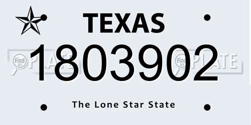 1803902 Texas License Plate