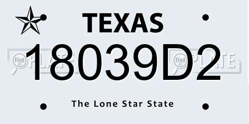18039D2 Texas License Plate