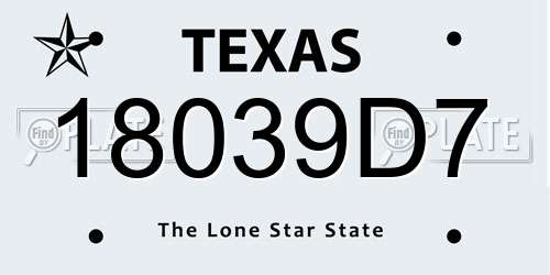 18039D7 Texas License Plate