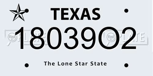 18039O2 Texas License Plate