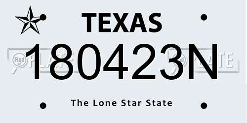 180423N Texas License Plate