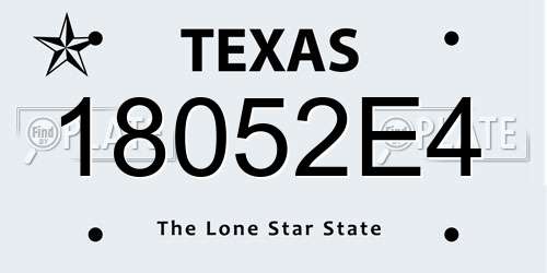 18052E4 Texas License Plate