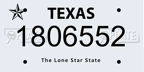 1806552 Texas License Plate