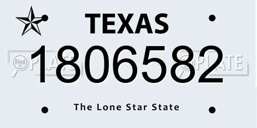 1806582 Texas License Plate