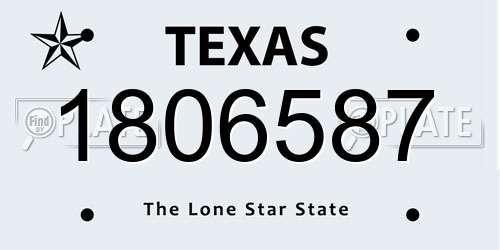 1806587 Texas License Plate