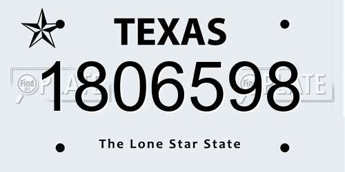 1806598 Texas License Plate