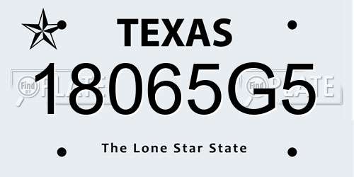 18065G5 Texas License Plate