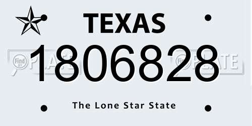 1806828 Texas License Plate