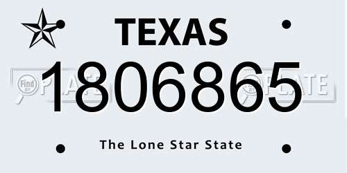 1806865 Texas License Plate
