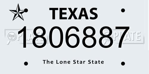 1806887 Texas License Plate