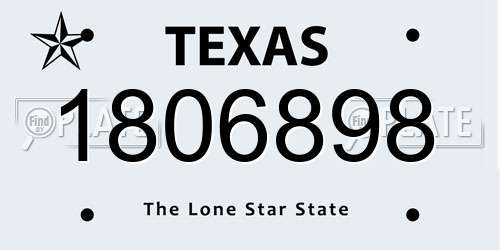 1806898 Texas License Plate