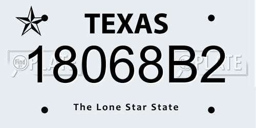 18068B2 Texas License Plate