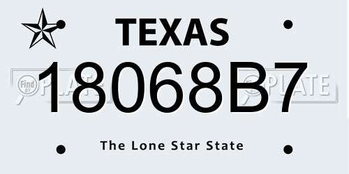 18068B7 Texas License Plate
