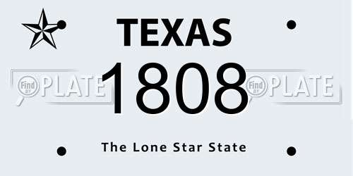 1808 Texas License Plate