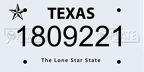 1809221 Texas License Plate