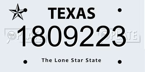 1809223 Texas License Plate