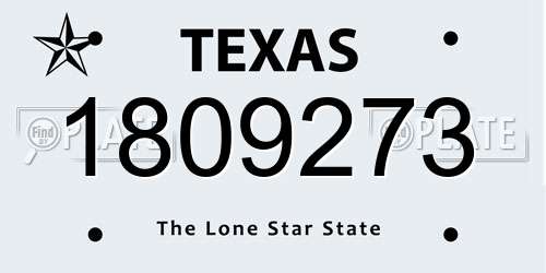 1809273 Texas License Plate