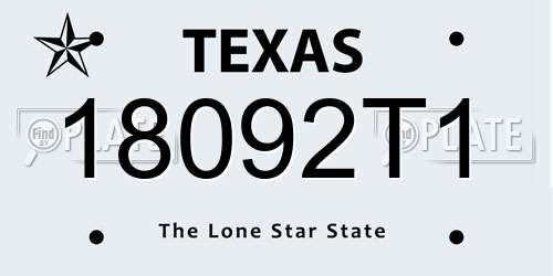 18092T1 Texas License Plate
