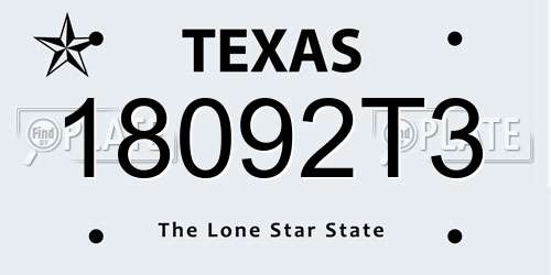 18092T3 Texas License Plate