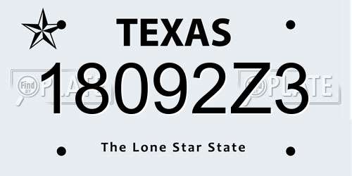18092Z3 Texas License Plate