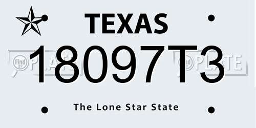 18097T3 Texas License Plate