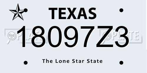18097Z3 Texas License Plate