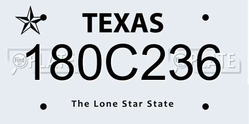 180C236 Texas License Plate