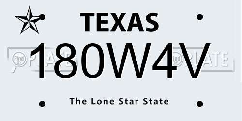 180W4V Texas License Plate