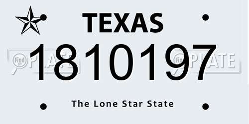 1810197 Texas License Plate