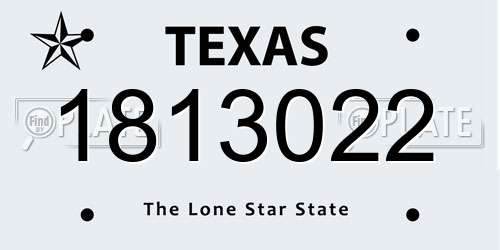 1813022 Texas License Plate